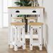 Ensemble de bar 5 pcs Blanc Bois de pin massif - Photo n°2