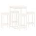 Ensemble de bar 5 pcs Blanc Bois de pin massif - Photo n°2