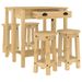 Ensemble de bar 5 pcs Bois de pin massif - Photo n°4