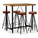 Ensemble de bar 5 pcs Bois de récupération Cuir véritable et toile - Photo n°1