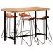 Ensemble de bar 5 pcs Bois solide et cuir véritable - Photo n°1