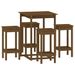 Ensemble de bar 5 pcs Marron miel Bois de pin massif - Photo n°2