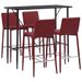 Ensemble de bar 5 pcs Similicuir Rouge bordeaux - Photo n°1