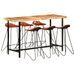 Ensemble de bar 7 pcs Bois d'acacia solide et cuir véritable - Photo n°1