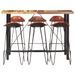 Ensemble de bar 7 pcs Bois de récupération et cuir véritable 2 - Photo n°2