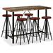 Ensemble de bar 7 pcs Bois massif recyclé et cuir véritable - Photo n°1