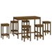 Ensemble de bar 7 pcs Marron miel Bois de pin massif - Photo n°1