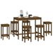 Ensemble de bar 7 pcs Marron miel Bois de pin massif - Photo n°6