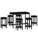 Ensemble de bar 7 pcs Noir Bois de pin massif - Photo n°1