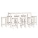 Ensemble de bar 9 pcs Blanc Bois de pin massif - Photo n°2