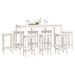 Ensemble de bar 9 pcs Blanc Bois de pin massif - Photo n°7