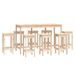 Ensemble de bar 9 pcs Bois de pin massif - Photo n°2