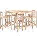 Ensemble de bar 9 pcs Bois de pin massif - Photo n°2