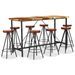 Ensemble de bar 9 pcs Bois de récupération et cuir véritable 2 - Photo n°1