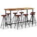 Ensemble de bar 9 pcs Bois de récupération et cuir véritable - Photo n°1