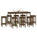 Ensemble de bar 9 pcs Marron miel Bois de pin massif - Photo n°7