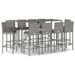 Ensemble de bar de jardin 11 pcs avec coussins gris poly rotin - Photo n°1