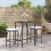 Ensemble de bar de jardin 3 pcs avec coussins noir poly rotin - Photo n°2