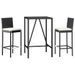 Ensemble de bar de jardin 3 pcs avec coussins noir poly rotin - Photo n°3