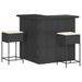 Ensemble de bar de jardin 3 pcs avec coussins noir poly rotin - Photo n°1