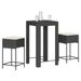 Ensemble de bar de jardin 3 pcs avec coussins noir poly rotin - Photo n°1