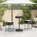 Ensemble de bar de jardin 3 pcs avec coussins noir poly rotin - Photo n°3