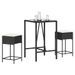 Ensemble de bar de jardin 3 pcs avec coussins noir poly rotin - Photo n°1