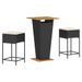 Ensemble de bar de jardin 3 pcs avec coussins noir poly rotin - Photo n°2