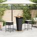 Ensemble de bar de jardin 3 pcs avec coussins noir poly rotin - Photo n°3