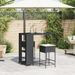 Ensemble de bar de jardin 3 pcs avec coussins noir poly rotin - Photo n°3