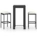 Ensemble de bar de jardin 3 pcs et coussins Résine tressée Noir - Photo n°1