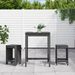 Ensemble de bar de jardin 3 pcs gris bois de pin massif - Photo n°2