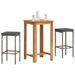 Ensemble de bar de jardin 3 pcs gris bois massif acacia rotin - Photo n°1