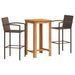 Ensemble de bar de jardin 3 pcs marron bois massif acacia rotin - Photo n°2