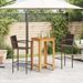 Ensemble de bar de jardin 3 pcs marron bois massif acacia rotin - Photo n°3