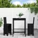 Ensemble de bar de jardin 3 pcs noir bois de pin massif - Photo n°2