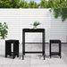 Ensemble de bar de jardin 3 pcs noir bois de pin massif - Photo n°2