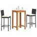 Ensemble de bar de jardin 3 pcs noir bois massif acacia rotin - Photo n°1