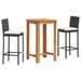 Ensemble de bar de jardin 3 pcs noir bois massif acacia rotin - Photo n°2