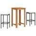 Ensemble de bar de jardin 3 pcs noir bois massif acacia rotin - Photo n°2