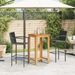 Ensemble de bar de jardin 3 pcs noir bois massif acacia rotin - Photo n°3