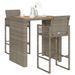 Ensemble de bar de jardin 3 pcs sans coussins gris poly rotin - Photo n°1