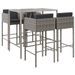 Ensemble de bar de jardin 5 pcs avec coussins gris poly rotin - Photo n°1