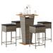 Ensemble de bar de jardin 5 pcs avec coussins gris poly rotin - Photo n°1
