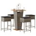 Ensemble de bar de jardin 5 pcs avec coussins gris poly rotin - Photo n°1