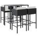 Ensemble de bar de jardin 5 pcs avec coussins noir poly rotin - Photo n°1