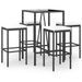 Ensemble de bar de jardin 5 pcs avec coussins noir poly rotin - Photo n°1