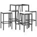 Ensemble de bar de jardin 5 pcs avec coussins noir poly rotin - Photo n°3