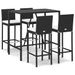 Ensemble de bar de jardin 5 pcs avec coussins noir poly rotin - Photo n°1