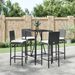 Ensemble de bar de jardin 5 pcs avec coussins noir poly rotin - Photo n°1